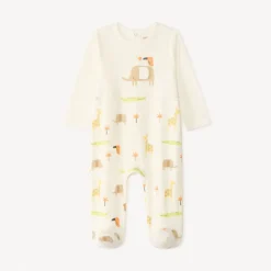 Dons-bien met lange mouwen in jersey met een print van dieren uit de savanne voor babyjongens