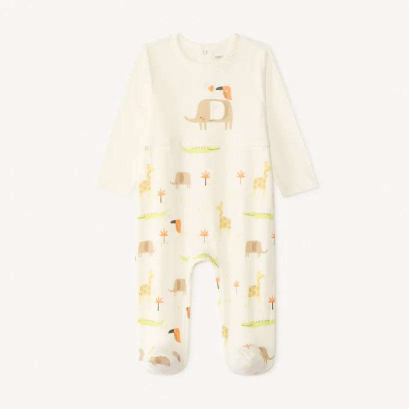 Dons-bien met lange mouwen in jersey met een print van dieren uit de savanne voor babyjongens