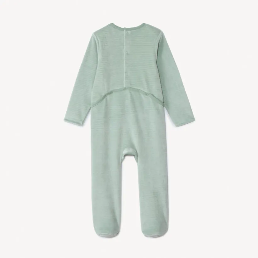 Dons-bien voor baby jongens in velours met dierenmotieven, afwerkingen variëren afhankelijk van de leeftijd.