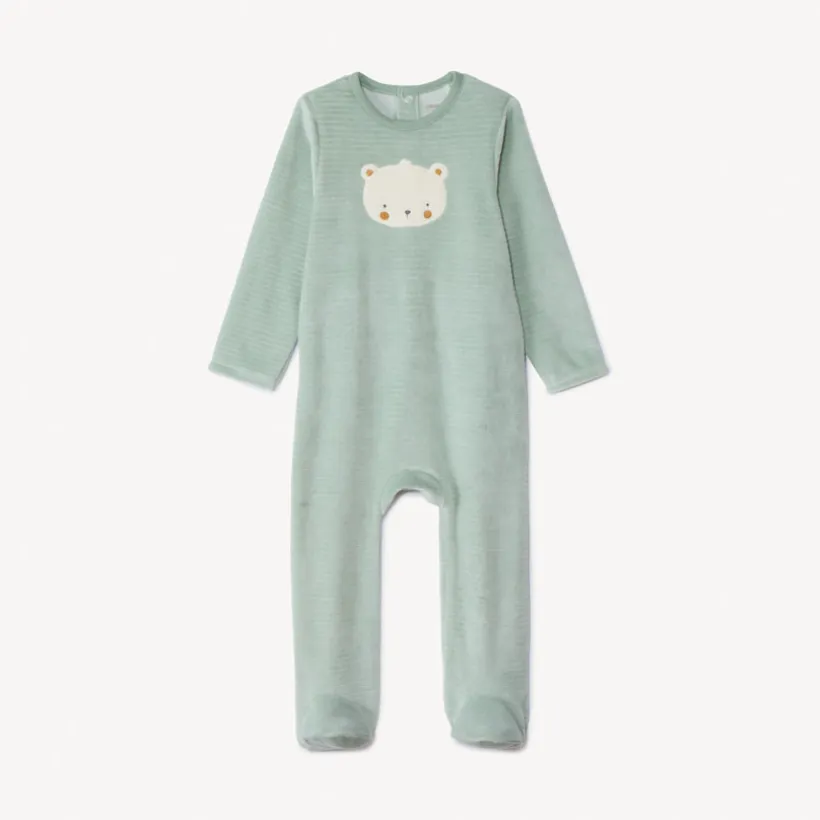 Dons-bien voor baby jongens in velours met dierenmotieven, afwerkingen variëren afhankelijk van de leeftijd.
