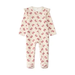 Dons-bien voor baby meisjes met rits, gevoerd met sherpa, met een strikjesmotief.