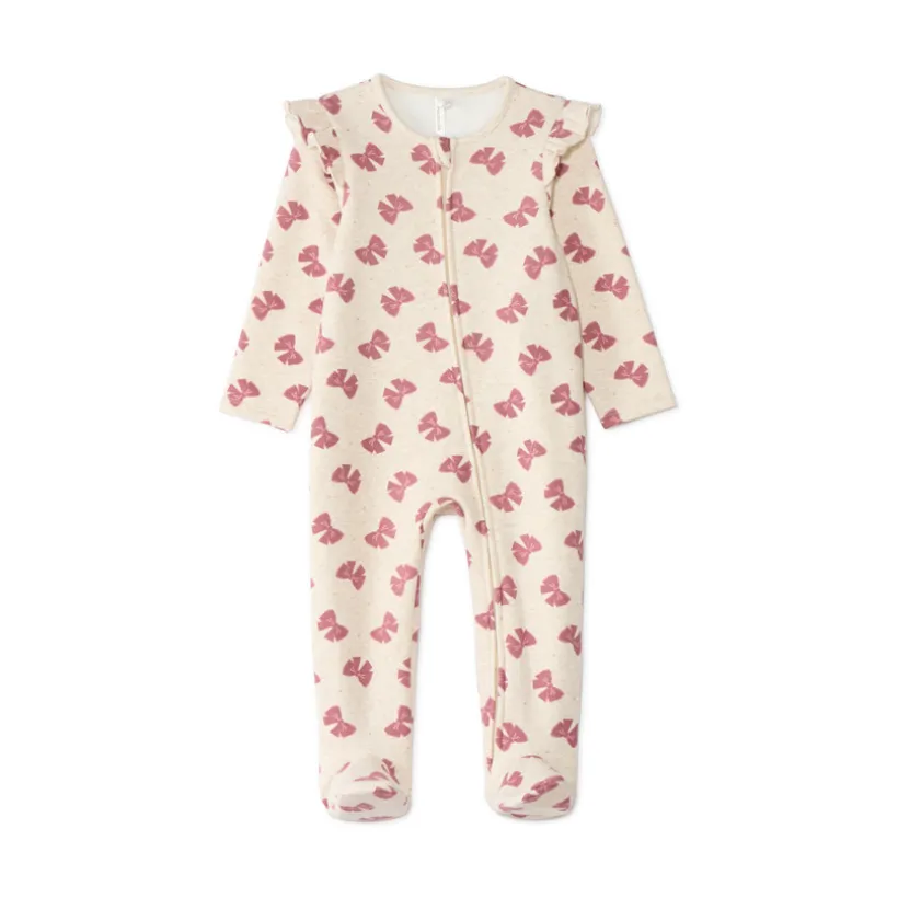 Dons-bien voor baby meisjes met rits, gevoerd met sherpa, met een strikjesmotief.