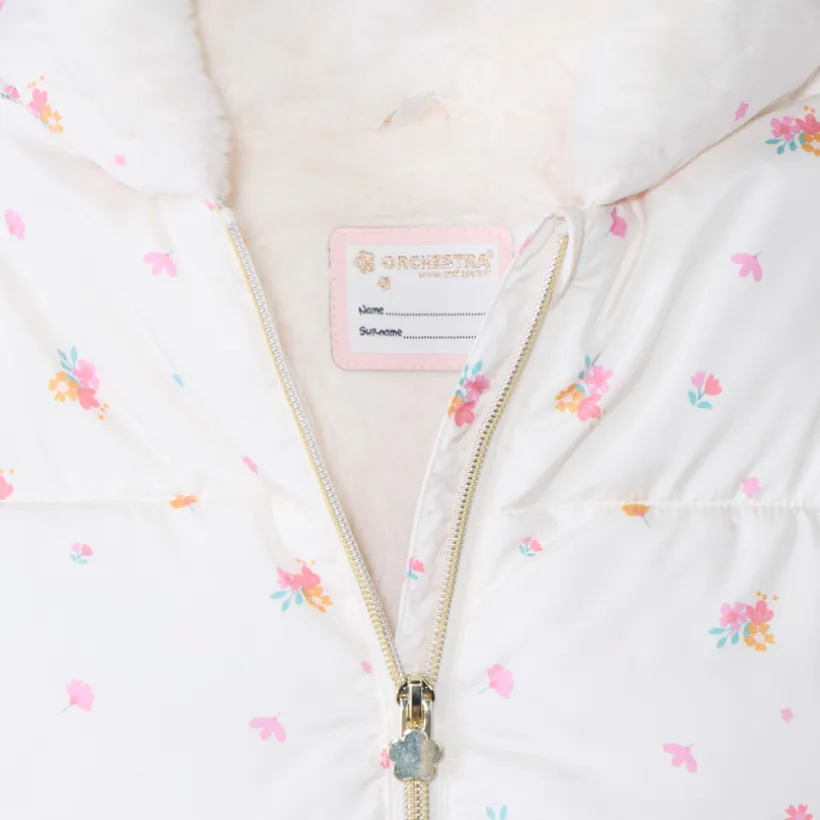 Donsjas met bloemenprint en sherpavoering voor babymeisje