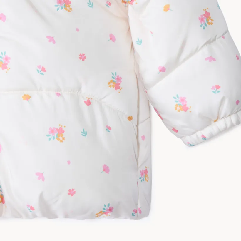 Donsjas met bloemenprint en sherpavoering voor babymeisje