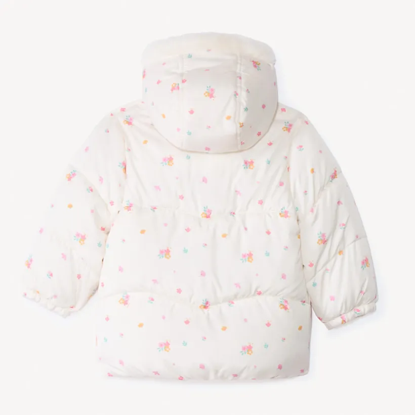 Donsjas met bloemenprint en sherpavoering voor babymeisje
