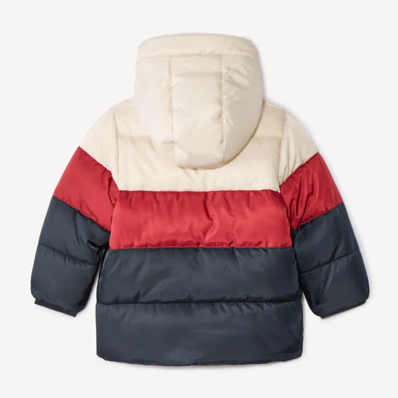 Donsjas met colourblock-effect en sherpavoering voor babyjongens