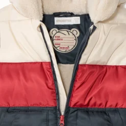 Donsjas met colourblock-effect en sherpavoering voor babyjongens