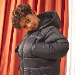 Donsjas microfleece met kap jongens
