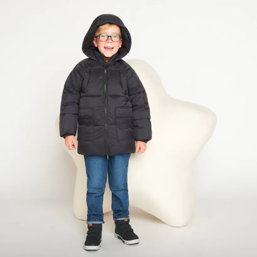 Donsjas microfleece met kap jongens