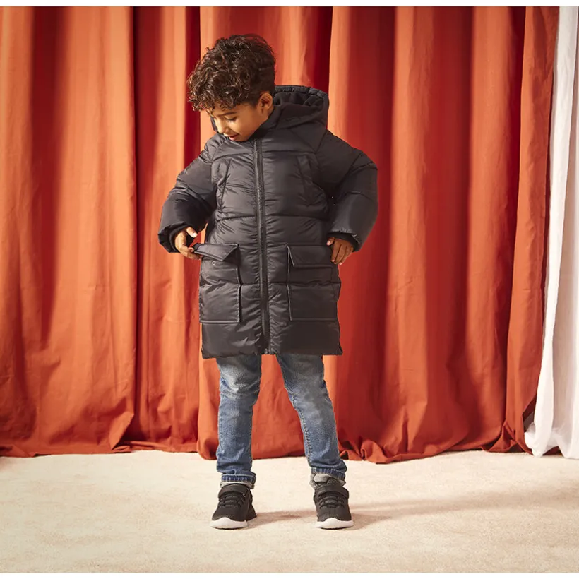Donsjas microfleece met kap jongens