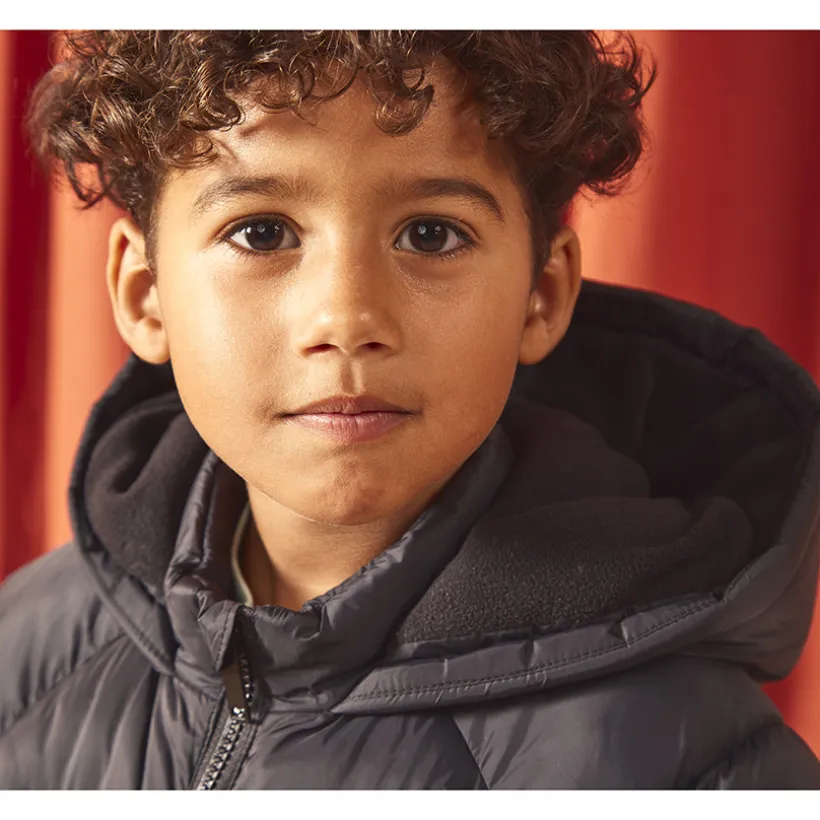 Donsjas microfleece met kap jongens