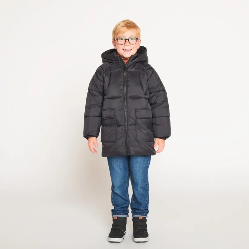 Donsjas microfleece met kap jongens