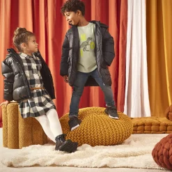 Donsjas microfleece met kap jongens