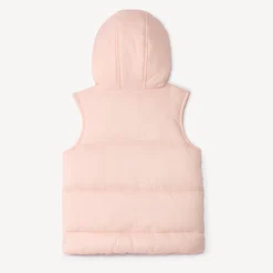 Donsjas mouwloos met speelse kap voor babymeisje