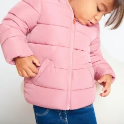 Donsjas van stof met gewatteerd effect en microfleece meisjes