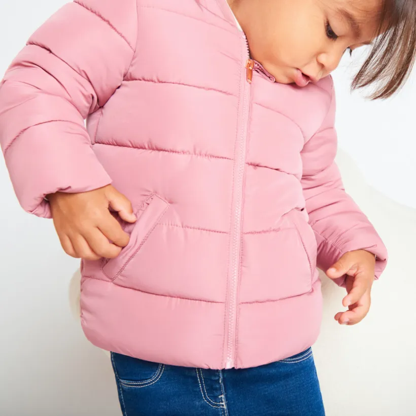 Donsjas van stof met gewatteerd effect en microfleece meisjes