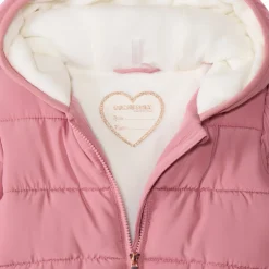 Donsjas van stof met gewatteerd effect en microfleece meisjes