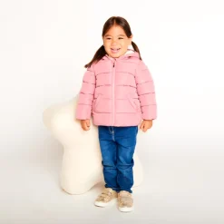 Donsjas van stof met gewatteerd effect en microfleece meisjes
