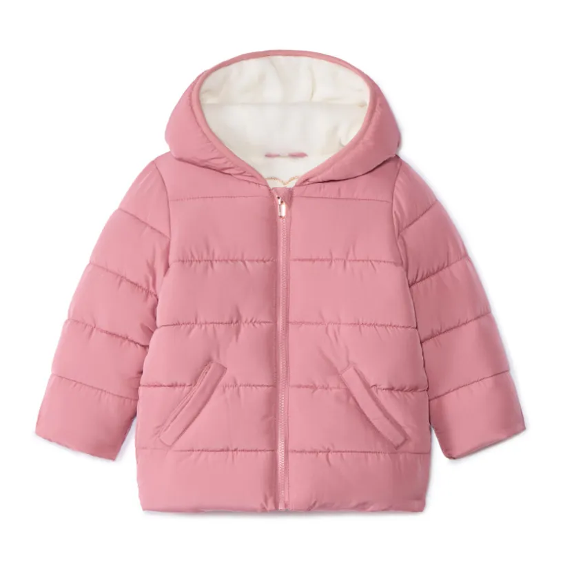 Donsjas van stof met gewatteerd effect en microfleece meisjes