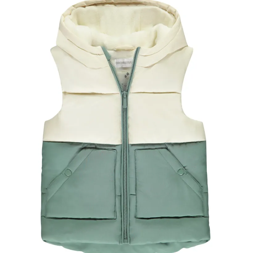 Donsjas zonder mouwen met colour block effect voor baby jongen
