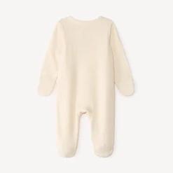 Dors-bien en velours pour nouveau-né doublé en sherpa avec patch en bouclette ourson.