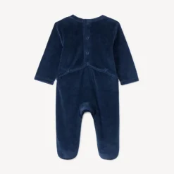 Dors-bien in velours voor babyjongens met dachshund borduursel.
