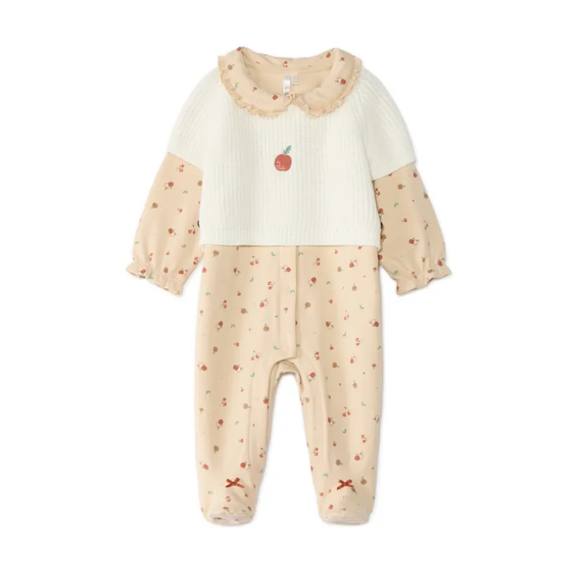 Doudou bébé fille molleton + pull motif pomme