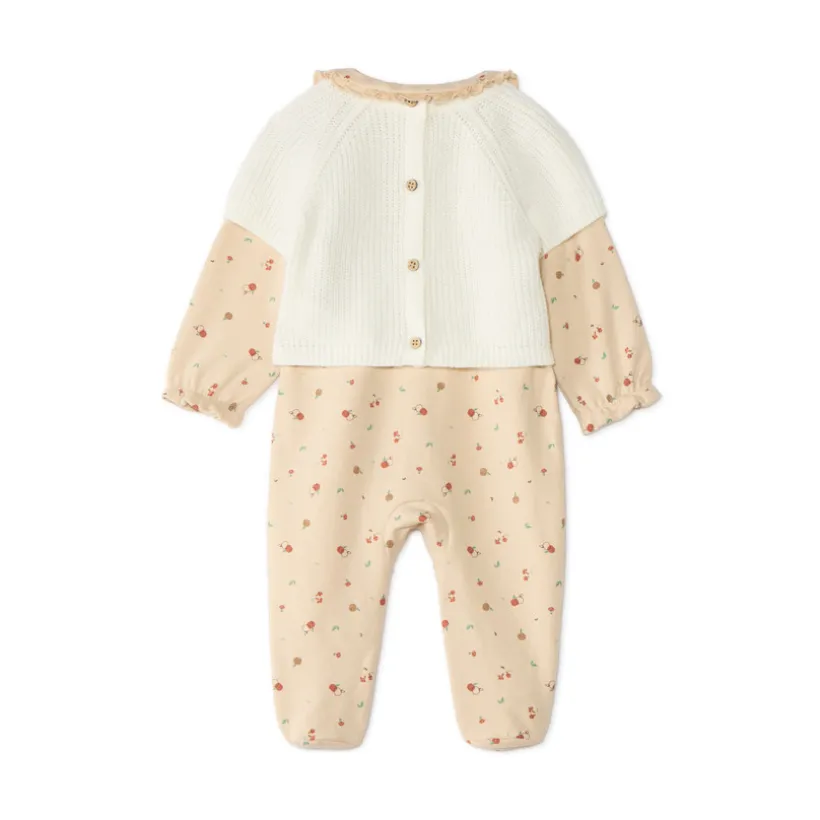 Doudou bébé fille molleton + pull motif pomme
