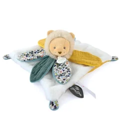 Doudou Lion jaune plat avec pétales Boh'Aime 27cm
