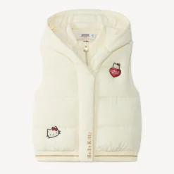 Doudoune meisje zonder mouwen met capuchon en Hello Kitty patch