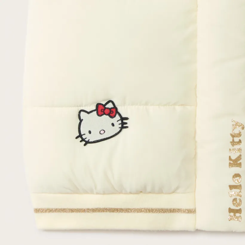 Doudoune meisje zonder mouwen met capuchon en Hello Kitty patch