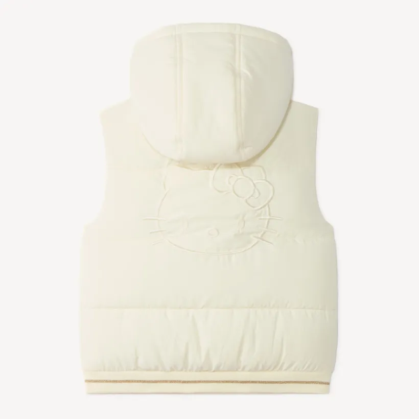 Doudoune meisje zonder mouwen met capuchon en Hello Kitty patch