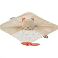 Doudou plat en velours Mila le chat beige