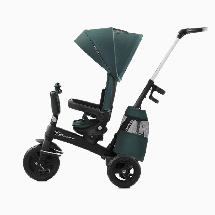 Driewieler EasyTwist met 360° draaistoel en verstelbare telescopische duwstang – groen