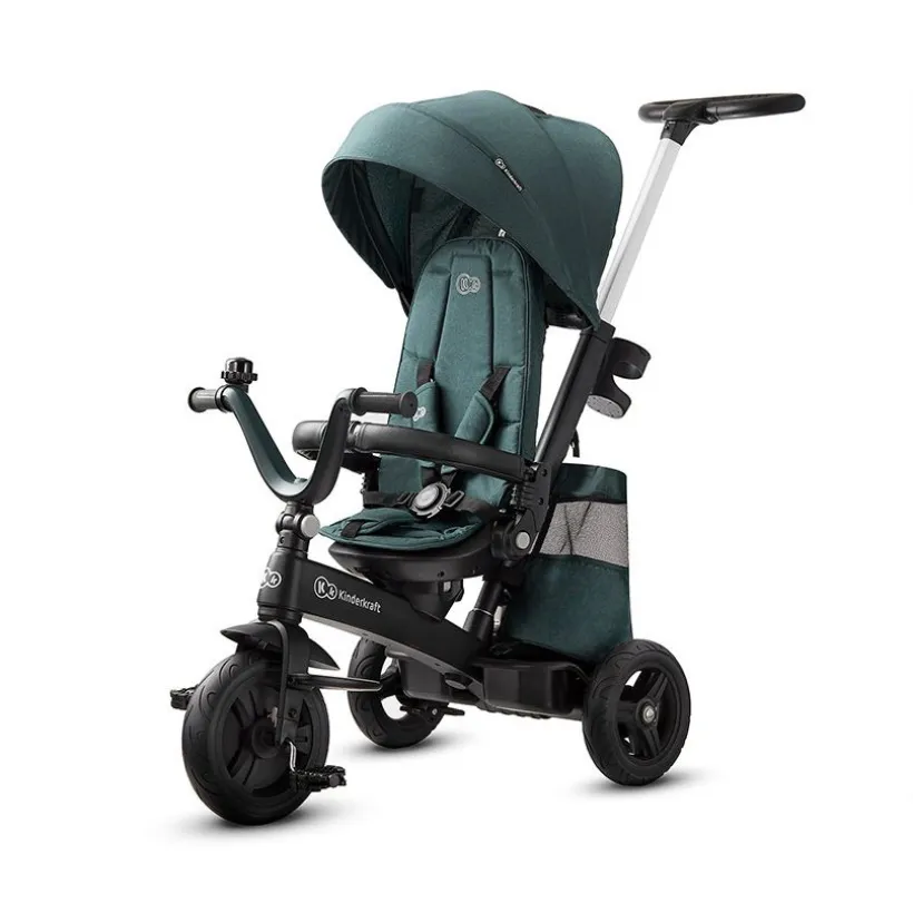 Driewieler EasyTwist met 360° draaistoel en verstelbare telescopische duwstang – groen