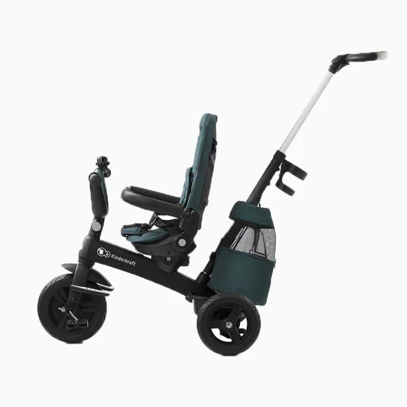 Driewieler EasyTwist met 360° draaistoel en verstelbare telescopische duwstang – groen
