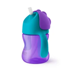 Drinkbeker met rietje +9m 200 ml - Paars