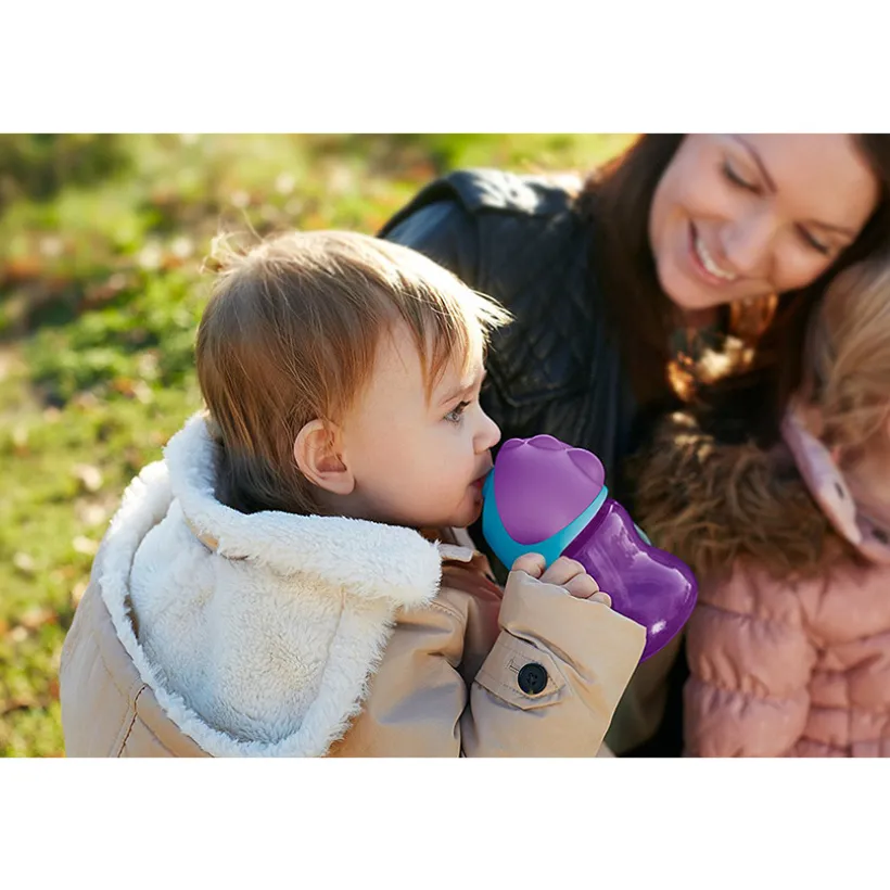 Drinkbeker met rietje +9m 200 ml - Paars