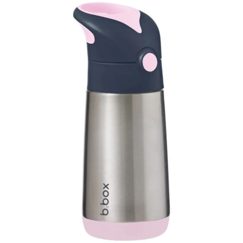 Drinkfles Isothermisch 350ml met rietje silicone Rose 12m+
