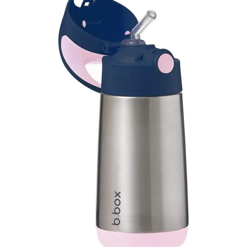 Drinkfles Isothermisch 350ml met rietje silicone Rose 12m+