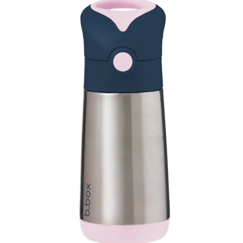 Drinkfles Isothermisch 350ml met rietje silicone Rose 12m+