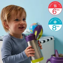 Drinkfles Isothermisch 350ml met rietje silicone Blauw 12m+