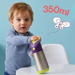 Drinkfles Isothermisch 350ml met rietje silicone Blauw 12m+