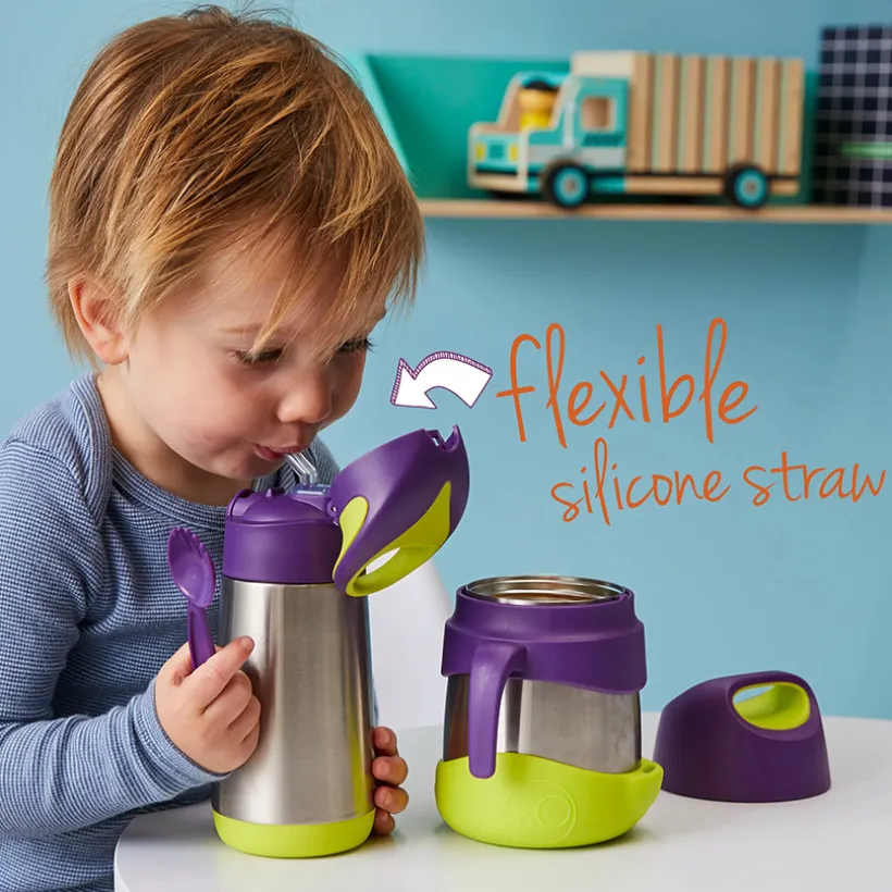 Drinkfles Isothermisch 350ml met rietje silicone Blauw 12m+