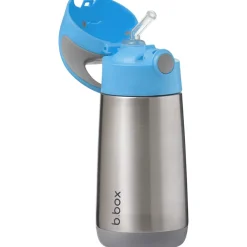 Drinkfles Isothermisch 350ml met rietje silicone Blauw 12m+