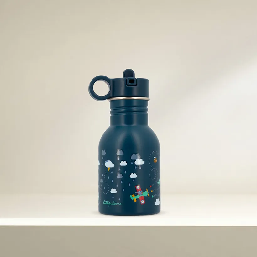 Drinkfles met Rietje 400ML Blauw Jules