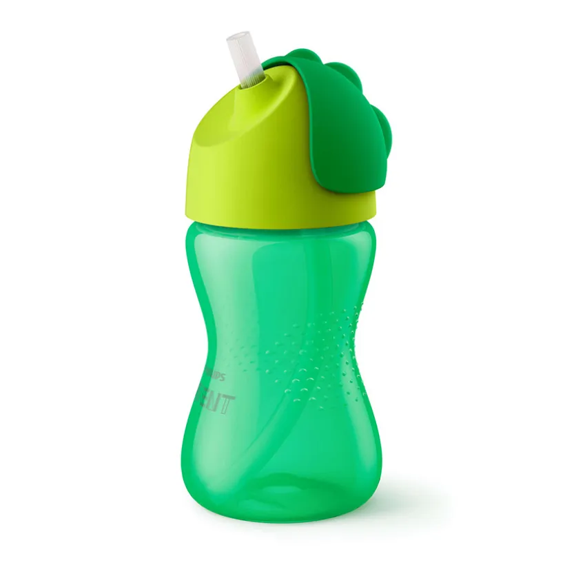 Drinkfles met rietje 300 ml - Groen - 12M+