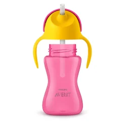 Drinkfles met rietje 300 ml - Roze - 12m+