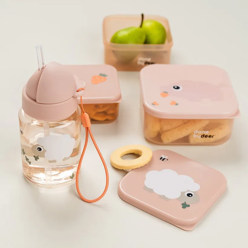 Drinkfles met rietje 280 ml Tiny Farm roos van Done By Deer