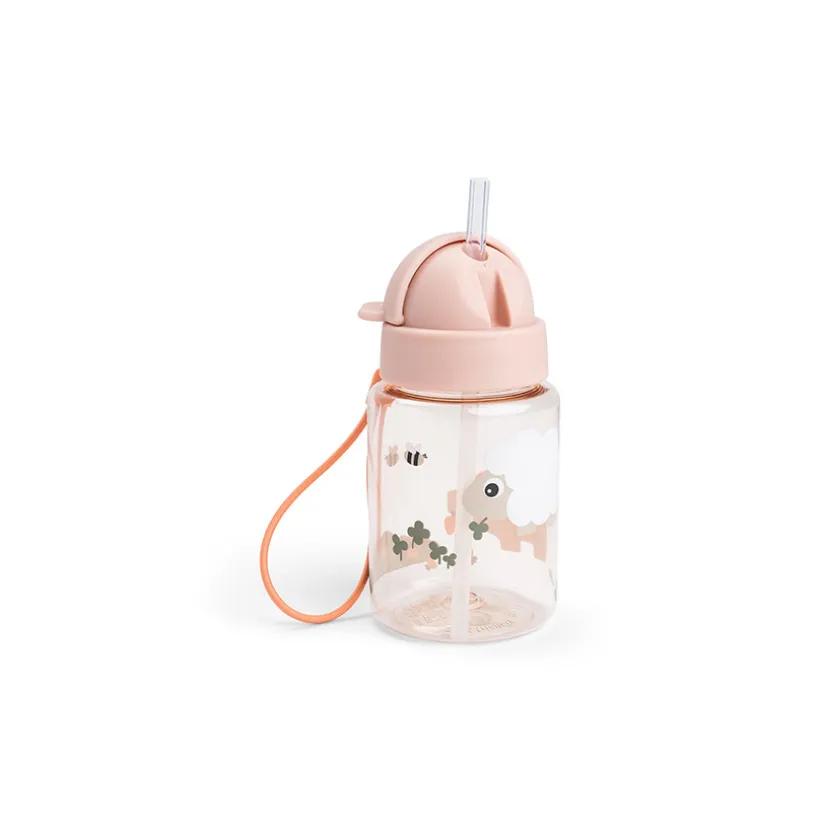 Drinkfles met rietje 280 ml Tiny Farm roos van Done By Deer